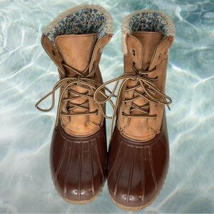 Blue Suede Brand Duck Boots Lace Up Brown/Blue Women’s Size 9
